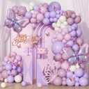 128pcs Pink and Purple Butterfly Balloon Arch Kit, Party Decorations with Sand White Dusty Purple Butterfly Balloon Stickers for Theme Birthday Baby Shower Wedding Decorations