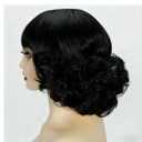Black Short Bob Wig with Bangs for Women Synthetic Curly Natural Hair Wigs for Costume Cosplay Daily Use (Black)