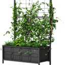 Zhongma Sturdy Raised Garden Bed with Trellis (15.75 x 35.43 x 48.8 in) for Vegetables Flower, Planter Box for Backyard Patio Balcony