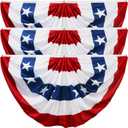 HOOSUN 4th Of July Decorations,3 Pack American Flag Bunting for Outside,3x6 FT Fourth of July Bunting Patriotic Decorations,Red White and Blue USA Flags Pleated Fan Flag,American Banners for Porch (3.0x6.0 feet, 3 pack)