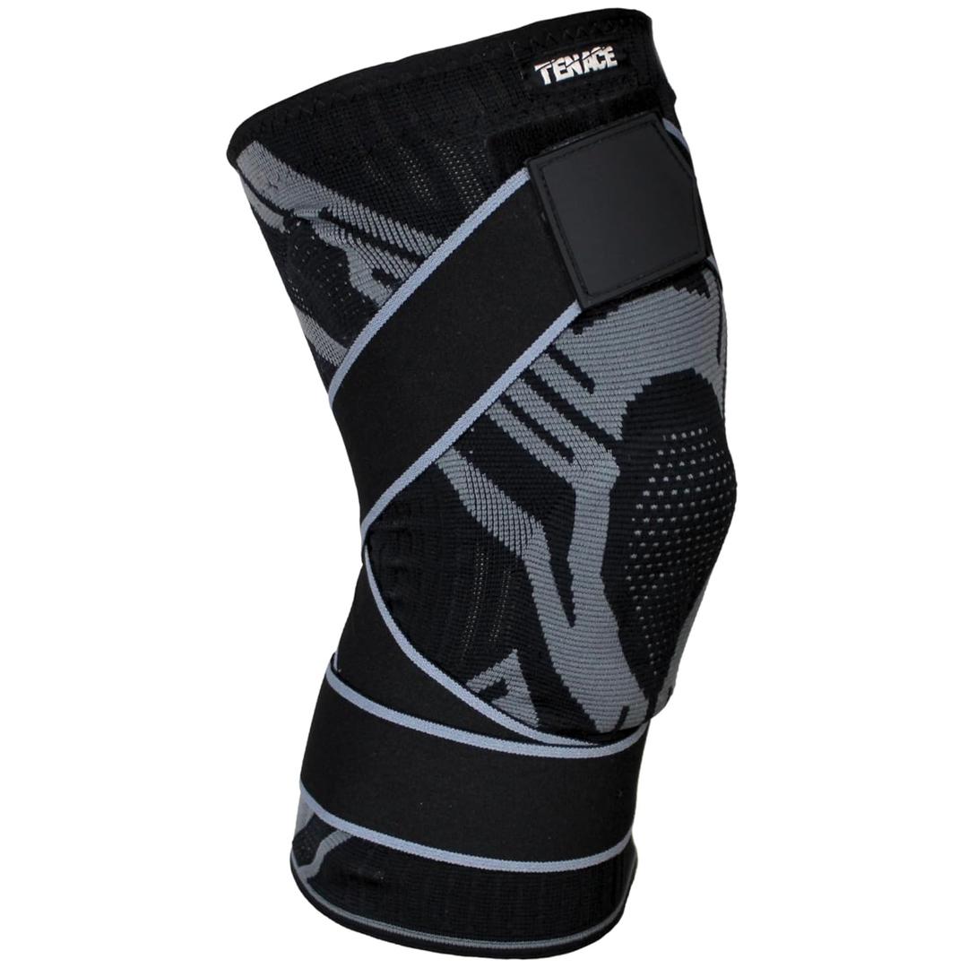 Tenace BJJ Knee Brace Grappling - Compression Knee Pad for Jiu Jitsu, MMA, Muay Thai, Wrestling, Judo - High Durability and Performance Unisex (Black, Medium)