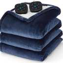 Bedsure Electric Blanket Queen Size - Dual Control Heated Blanket Queen, Fast Heating with 10 Time Settings & 10 Heat Settings, Warm Gifts for Grandma, Women, Men (84x90 inches, Navy)