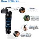 Portable Car Door Assist Handle for Elderly and Disabled with Seatbelt Cutter, Window Breaker, LED Light  Multifunctional Automotive Support Tool.