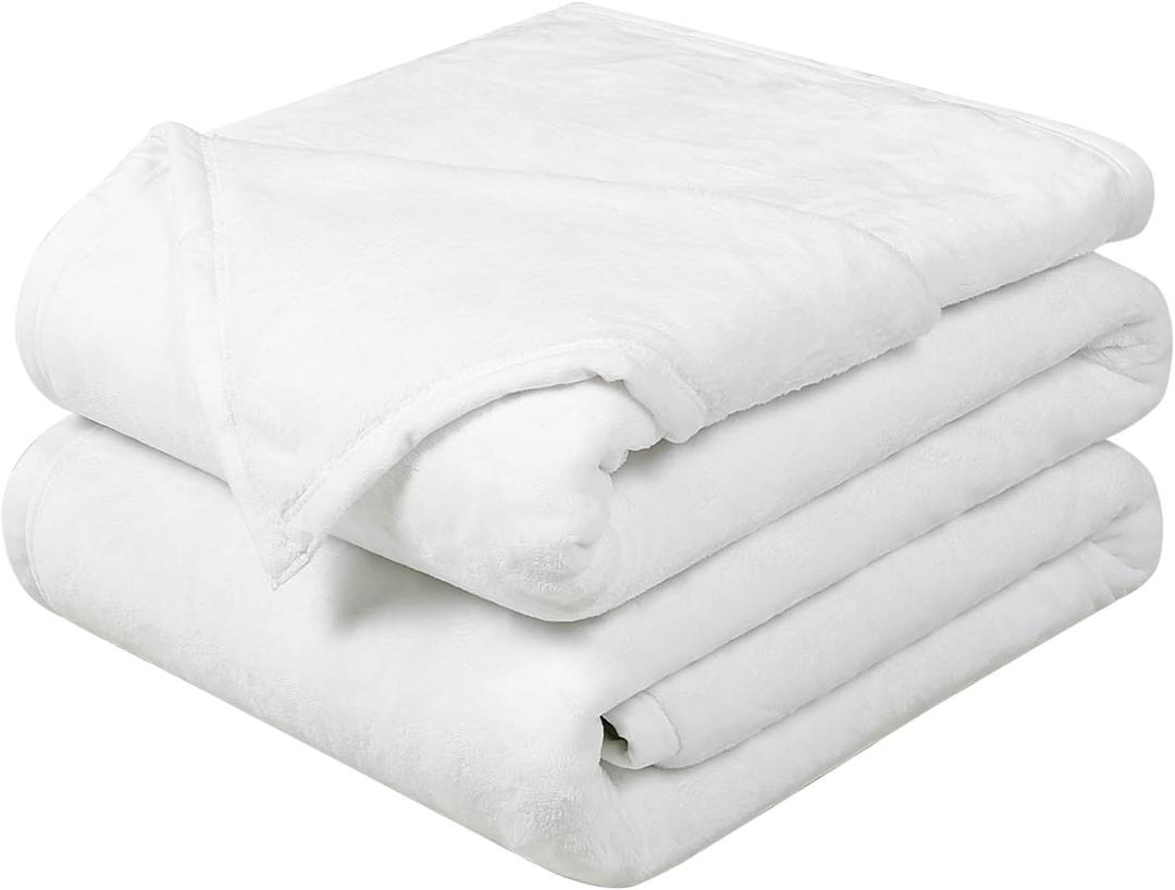 EASEALND Soft King Size Blanket All Season Winter Warm Microplush Lightweight Thermal Fleece Blankets for Couch Bed Sofa,90x108 Inches,White