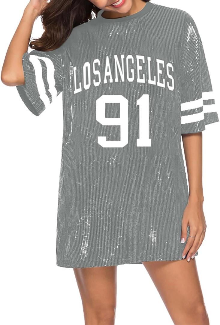PORRCEY Juniors Short Sleeve Sequin Funny Dress Shirts (XXL)
