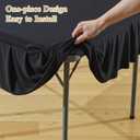Black Square Tablecloth - 60x60 Inch Stretchy Fitted Tablecloths for Large Square Tables with Ruffle Pleated Table Skirt Wrinkle-Free Spandex Table Cover for Dining, Kitchen, Banquet & Party Decor
