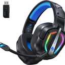 Fachixy FC-200 Wireless Gaming Headset with Mic for PS5, PS4 - Bluetooth 5.4 & 2.4GHz Gaming Headphones with Low Latency, 50-Hrs Battery Foldable Gamer Headset for Laptop, Switch and Mobile