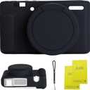 Camera Case for Sony ZV-1,ZV1 Camera Soft Case Cover Rubber Camera Sleeve with Removable Lens Cover,Anti-Scratch Slim Fit Soft Sleeve with ZV1 Screen Protector and Strap Wrist. (Black)