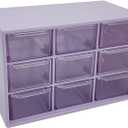 Mini Desktop Drawer Box 9 Compartments Plastic Desk Organizer Office Supplies and Jewelry Storage Box for Office, School, Cosmetic, Jewelry, Hair Clips, Small Parts, etc. (Grape) (Purple)