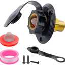 RV City Water Inlet, 3/4" NH to 1/2" NPT Brass Water Fill Flange with Check Valve, RV Marine City Water Hookup for Camper and Trailer