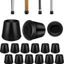 1" Round Rubber Chair Leg Tips Caps, Chair Leg Floor Protectors Furniture Legs Caps Non Slip Reduce Noise for Hardwood Floors (Black, 12 Pack)