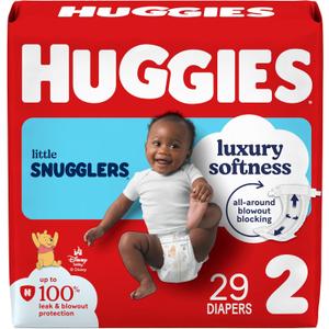 Huggies Size 2 Diapers, Little Snugglers Baby Diapers, Size 2 (12-18 lbs), 29 Count,
