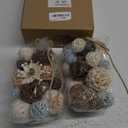 Riceshoot 2 Pack Decorative Balls Potpourri Bowl Filler Decor Natural Vase Bowl Filler Assorted Spherical Rattan Twigs Wicker Balls Cotton for Home Centerpiece(Blue)