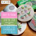 CRAFTILOO Embroidery Kits for Adults Hand Embroidery kit for Beginners with Stamped Embroidery Patterns Starter Embroidery Kit. Needlepoint kit Cross Stitch kit for Teens& Adults Cactus (Note To Self)