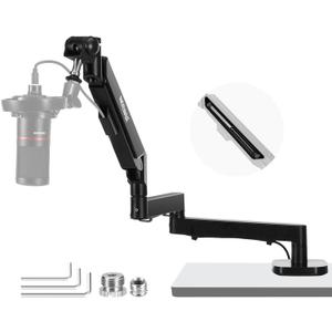 Neewer Low Profile Mic Arm Desk Mount, 360 Swivel Boom Arm with Pneumatic Damping Adjustable, Cable Management, Compatible with Shure MV7 SM7B Blue Yeti Gaming Streaming Podcast Microphone, MS002