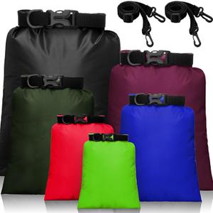 Shappy Waterproof Dry Bag Set 15 L+ 8 L +5 L+4 L+3 2 Lightweight Sacks and Long Adjustable Shoulder Strap for Kayaking, Rafting, Boating, Hiking, Camping (Dark Colors, 6 Pcs)