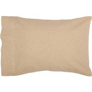 VHC Brands Burlap Vintage Farmhouse Standard Pillow Case Set of 1 Tan Distressed Appearance Cotton Solid Color Rectangle Bedroom Decor, 23"x36"