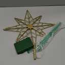 hogardeck Christmas Tree Topper, 11 Inches Lighted Gold Glittered 8-Point Star Tree Topper, 30 LED Sparkling Tree Toppers Christmas Decorations, Battery Powered Timer Xmas Treetop Star Decor