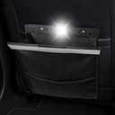 Car Trash Can with Smart LED Light & Magnetic Closure, Nappa Leather car garbage bag with Storage Mesh Pocket, Car Trash Bin as Cars Organizers and Storage for Any Cars, Sedans, SUVs, Trucks