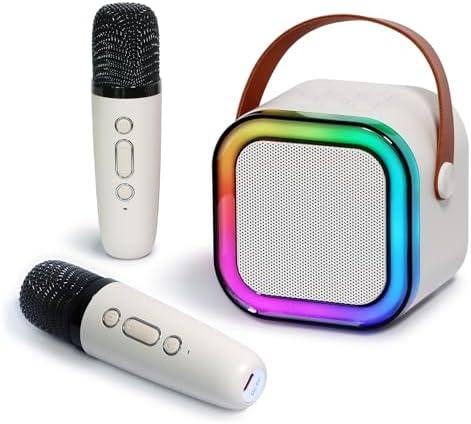 Mini Karaoke Machine for Kids with 2 Wireless Microphones and Lights, Bluetooth Connect Phone to Sing, 4-12+ Year Old Girl Boy Birthday Gifts, Teen Girl Gifts Trendy Stuff