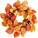 Fall Door Wreath, 22 Inch Fall Wreath with Pumpkins Berries Maple Leaves & Magnolia, Autumn Wreath for Front Door Wall Thanksgiving Halloween Decorations