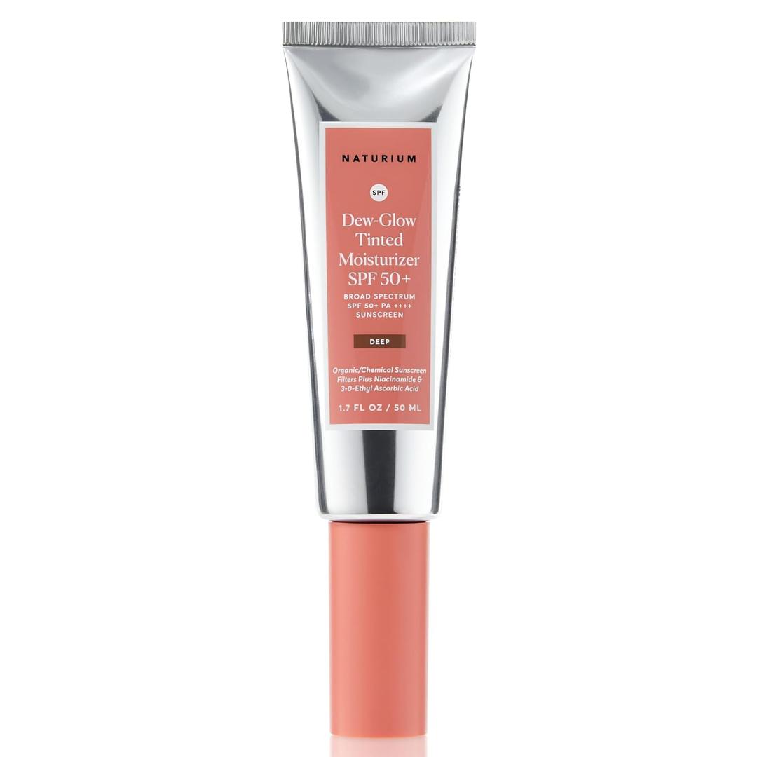 Naturium Dew-Glow Tinted Moisturizer SPF 50+ Deep, Daily Moisturizing Sunscreen & Face Primer Face Primer with Tint, Skin Protector with Dewy Finish, 1.7 oz