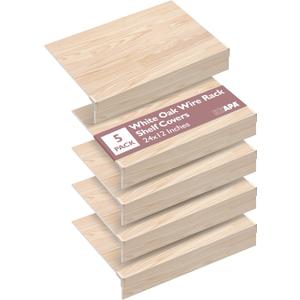Ilyapa Wire Shelf Cover, 24x12 Inch, 5 Pack - Oak Print, PVC Faux Wood