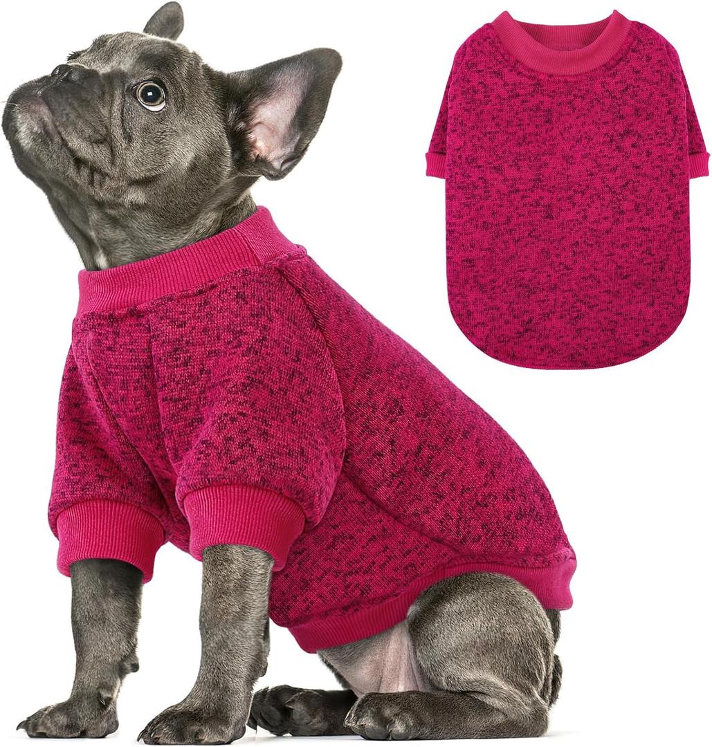 Queenmore Dog Fleece Sweater,Dog Sweaters for Small Dogs,Sweaters for Dogs Girl Boy,Red Sweater,Warm Soft Fleece Lining Crewneck Pet Winter Sweatshirts Pullover for Male Female Cats Puppy,Red, S