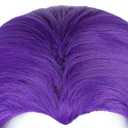 Half and Half Short Purple Anime Cosplay Wig Dark Purple Straight Bob Wigs + Red Gem + Wig Cap 14'' Synthetic Hair for Women Halloween Costumes Party