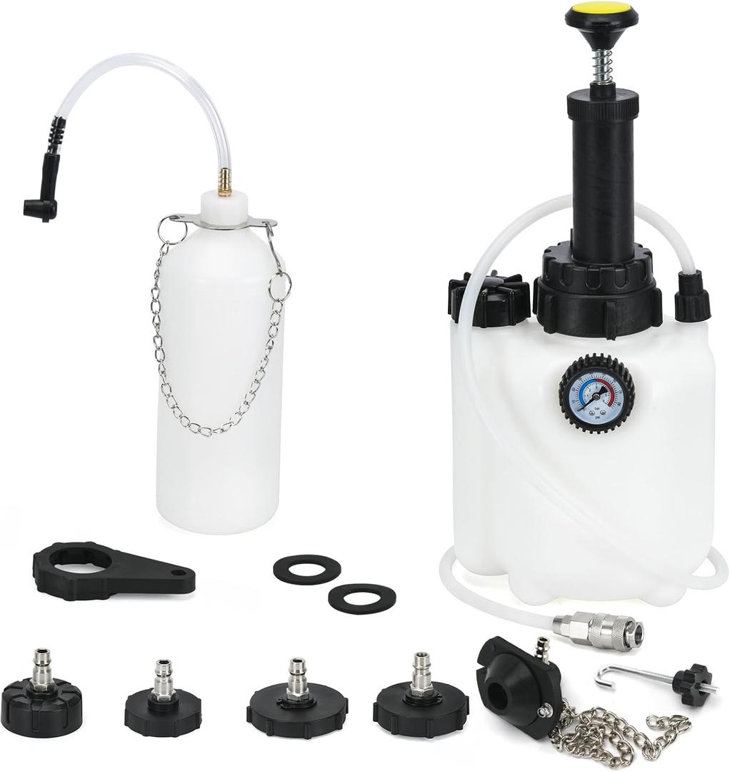 Upgrade 3L Manual Brake Bleeder Kit with 1L Brake Bleed Bottle and 1 Universal Master Cylinder Adapters,Professional Brake Bleeder Fluid Pump Kit Suitable for Most Brake Mast Cylinder Reservoirs