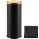 Reallnaive 30L/8GAL Matte Black Lidded Trash Can with 100 Garbage Bags Metallic Black Kitchen Garbage Bin with Lid Commercial Compact Waste Basket for Shopping Centers, Elevator Doors, Hotels