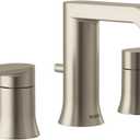 Moen Genta LX Brushed Nickel Two-Handle Three-Hole Widespread Modern Bathroom Sink Faucet with Drain Assembly, (Valve Required), T6708BN ((Pack of 1))