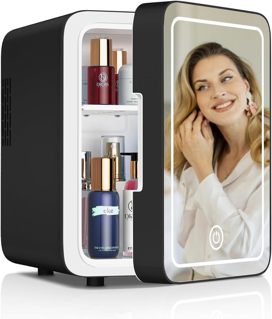 Mini Fridge for Bedroom, 4L Beverage Cooler, Cooler & Warmer, black