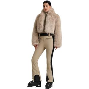 GSOU SNOW Women Ski Suit One Piece Snowsuit Snowboard Faux Fur Collar Slim Jumpsuit Jacket Insulated Windproof Outdoor Winter M