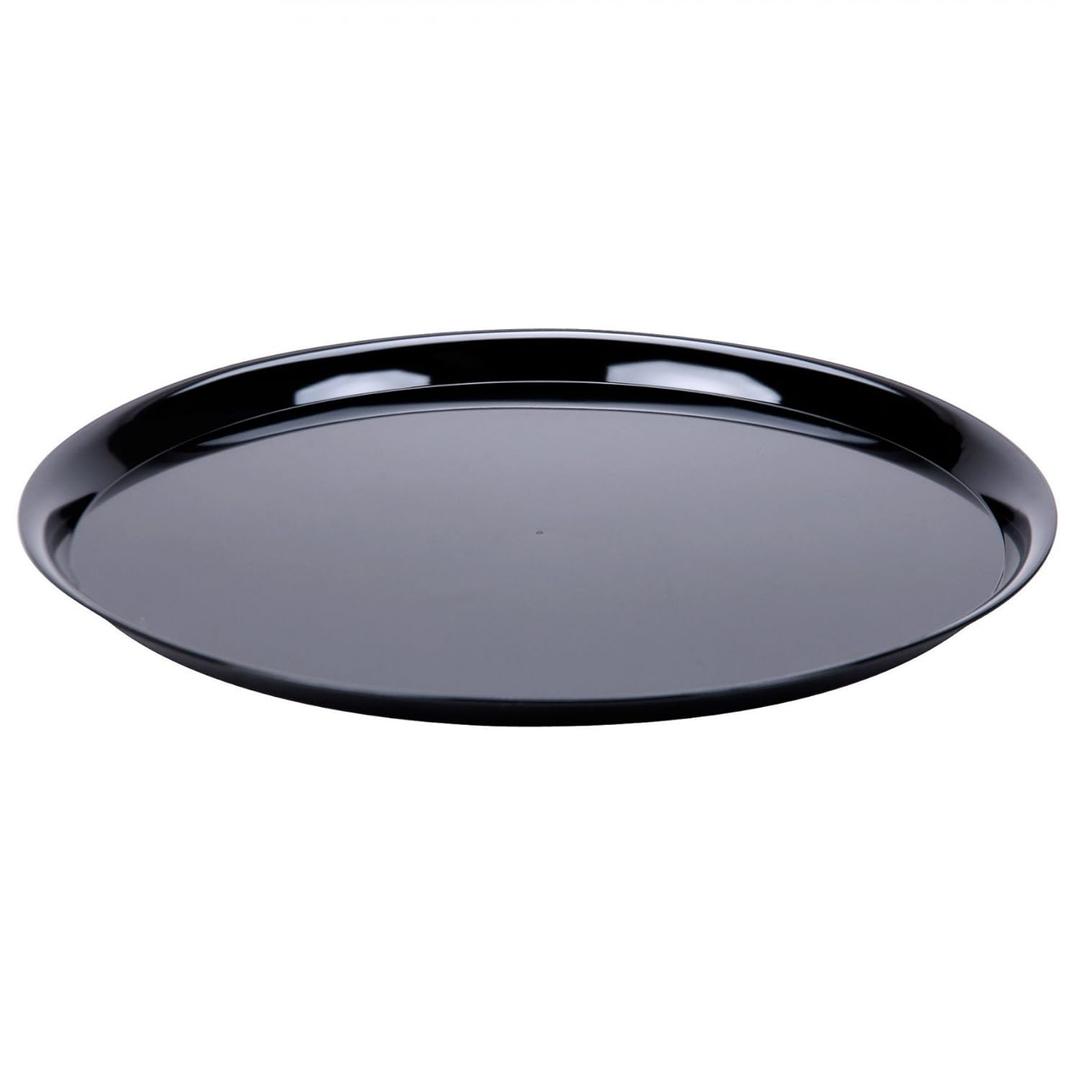 CheckMate Heavyweight Plastic Round Catering Tray with High Edge, 16-Inch Diameter, Black (25-Count)