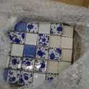 1x1 Inch 121 Pcs Ceramic Mosaic Tiles for Craft Glazed Blue and White Square Porcelain Tiles Polished China Plate Mosaic Tile Art Crafts DIY Ceramic Pieces Home Decor (Mixed-4)