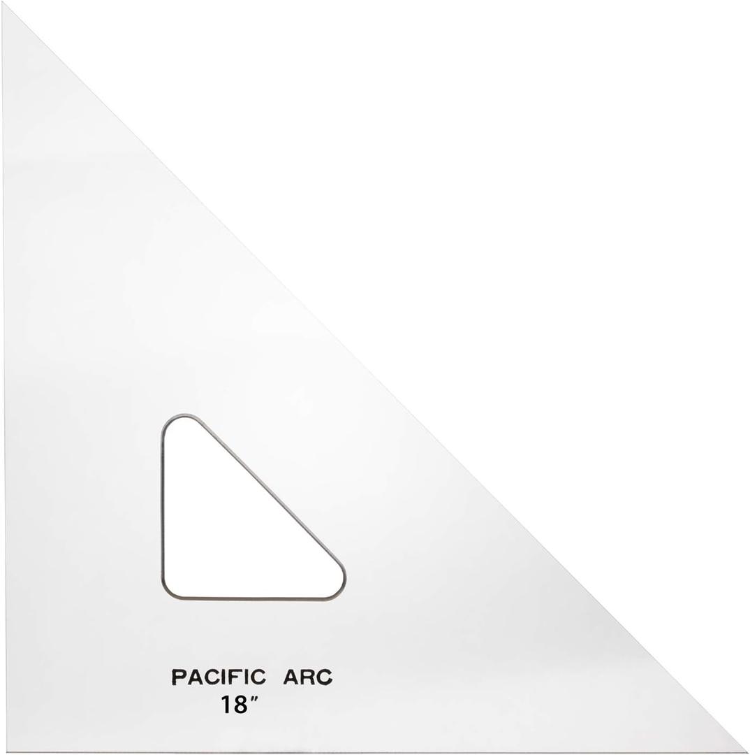 Pacific Arc Drafting Triangle, 18-inch, 45/90 Degrees, Clear Acrylic