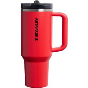 STANLEY Quencher ProTour Flip Straw Tumbler with Leakproof Lid 40oz | Built-In Straw & Handle | Cupholder Compatible for Travel | Insulated Stainless Steel Cup | BPA-Free | Chili Black