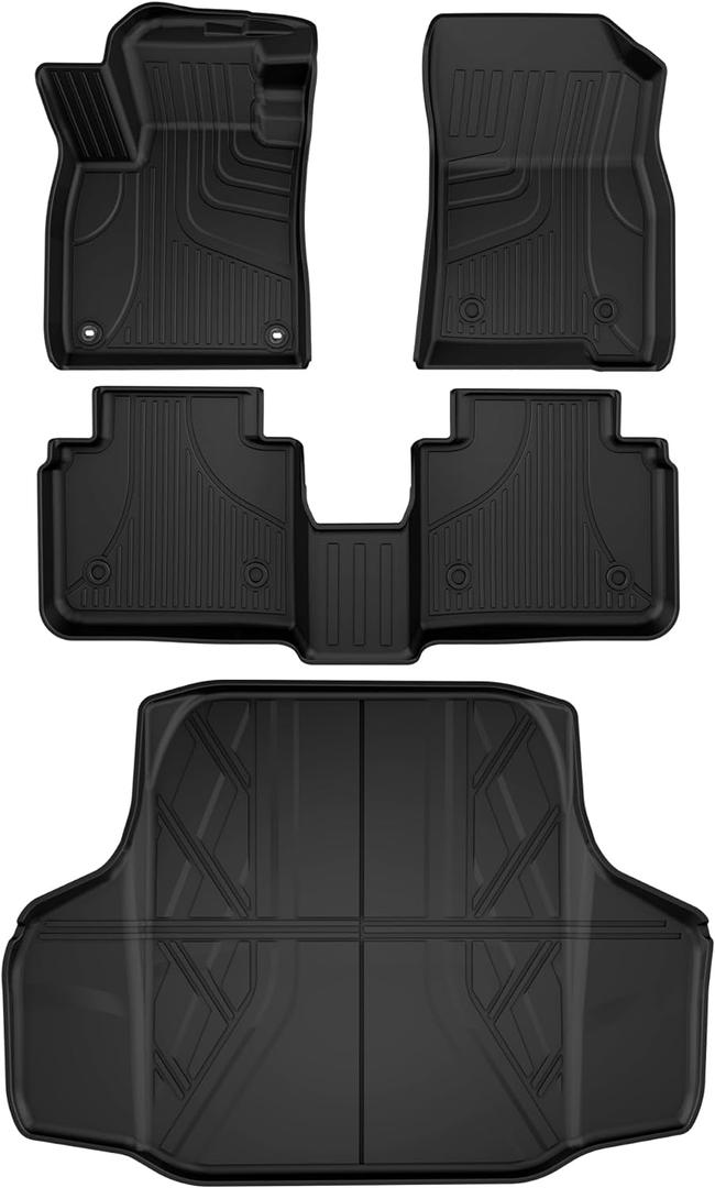 AOMSAZTO All Weather Floor Mats for Honda Accord 2026 2025 2024 2023 (Include Hybrid), TPE Floor Liner & Cargo Mat for Honda Accord Accessories 1st 2nd Row and Cargo Liner Trunk Mat Full Set, Black