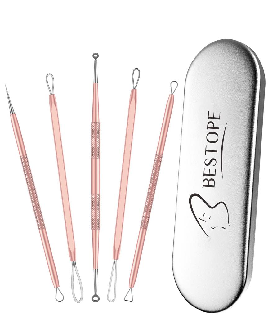 TAYTHI Blackhead Remover Tool, Pimple Popper Tool Kit, Blackhead Extractor Tool for Face, Extractor Tool for Comedone Zit Acne Whitehead Blemish, Stainless Steel Extraction Tools (1 Count (Pack of 1), Rose Gold)