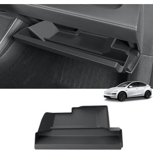 LUCKEASY Glove Organizer for Tesla Model Y Juniper 2025 2026 Glove Box Storage Box Tray Organizer Accessories TPE Storage Tray Black