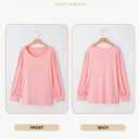 5 x Eytino Womens Plus Size Tops Long Sleeve Blouse Crewneck Pleated Knit Casual Loose Fit Shirts(1X-5X) (Pink)