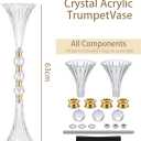 4 Pcs Trumpet Vase 24.8in Clear Acrylic Tall Vases for Centerpieces