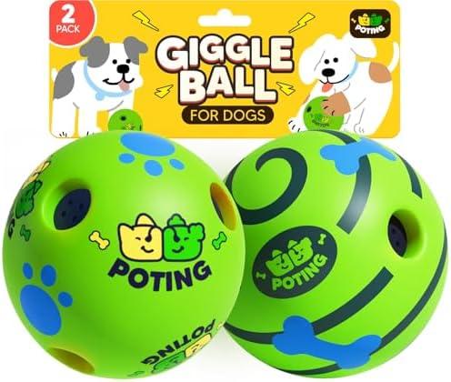 POTING Giggle Ball for Dogs 1 Pack, Interactive Dog Toys, Funny Giggle Sound Toy Ball, Chew Toys for Large Medium Small Dogs, Fun Giggle Sounds Attract Attention When Rolled or Shaken - 3.14 inch
