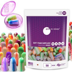 MOLDEX Soft Foam Earplugs Softies Ear Plugs for Sleeping, Snoring, Work, Travel, Shooting -33dB Highest NRR Made in USA (Multi Color, 50 Pairs)