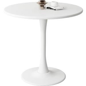 Round Dining Table 24" Circle Tulip Table with Wood Thickened Tabletop & Sturdy Metal Pedestal Mid Century Modern Leisure Bistro Kitchen Tables 2 People Small Places Living Room Cafe,White