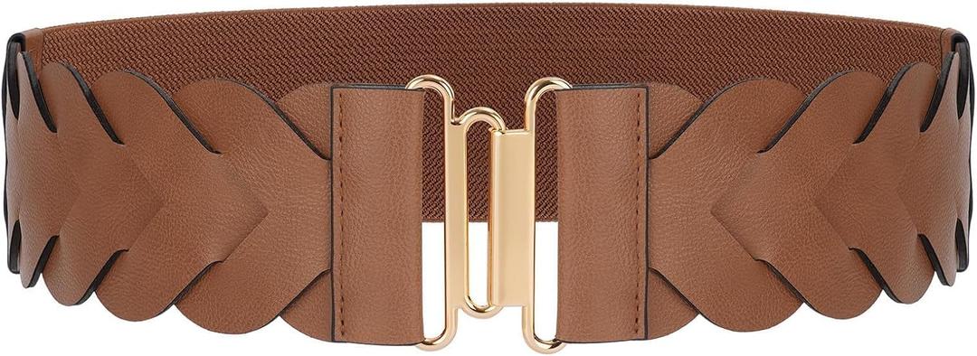 JASGOOD Women's Wide Elastic Belt Vintage Stretchy Belt for Dresses Braided Waist Belt (Fit waist size 37"-43")