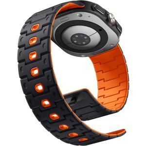 Bandletic Watchband Compatible with Samsung Galaxy Watch Ultra(2025/2024)Bands 47mm for Women, Silicone Strong Magnet Wristbands Adjustable Sport Strap for Galaxy Watch Ultra Bands for Man, Black Orange