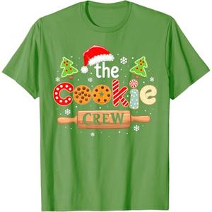 The Cookie Crew Christmas Baking Cookie Lover Kids Women T-Shirt, Green Size XL
