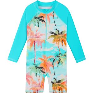 BAOHULU Girls One Piece Long Sleeve Swimsuit UPF 50+ UV Bathing Suit Zipper Closure Beach Rashguard Swimwear (10-11 Years)